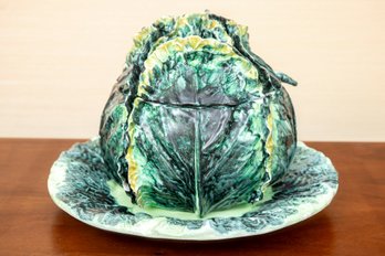 Italian Porcelain Cabbage Toureen & Plate