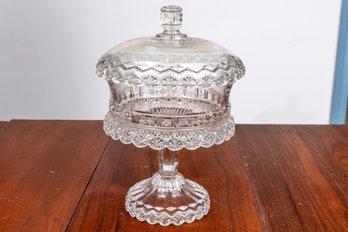 Antique Dalzell, Gilmore, & Leighton Clear Covered Compote