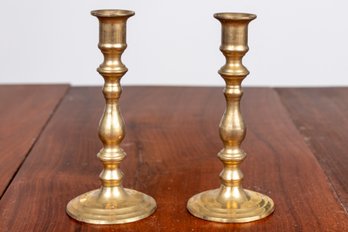 Pair Of English Brass Candlesticks