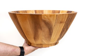 Large Butcher Block Solid Wood Fruit Bowl