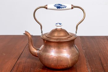 Antique Hammered Copper Tea Kettle, Holland