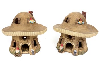 Pair Of Ceramic Gnome Houses