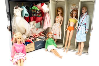 Barbie Vintage 1963 Black Case Barbie Ken Doll Set With Accessories