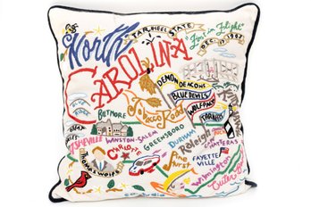 North Carolina Hand Embroidered Pillow