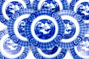 Mongolia (Flow Blue) Luncheon Plates By Johnson Brothers
