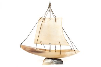 Vintage Primitive Horn Sailboat
