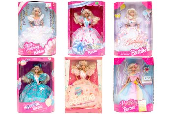 Collection Of Six Birthday Barbies