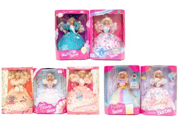 Collection Of Seven Birthday Barbies