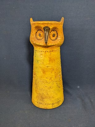 Yellow Italian Londi Bitossi Mid Century Modern Ceramic Pottery Owl Candle Holder