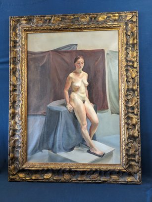 Listed New York City Artist Natalie Frank Large Oil On Canvas Nude Painting