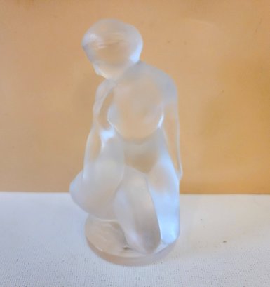 Lalique Small Crystal Table Sculpture 'Leda And The Swan'