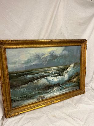 Signed Oil Painting Of Seashore