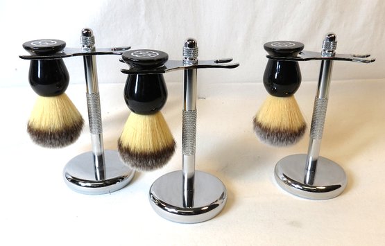 3 Rockwell Shaving Brushes With Stands