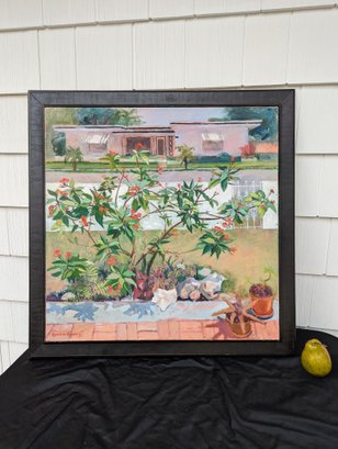 Framed Painting On Canvas Of A House By Randall Von Bloomberg