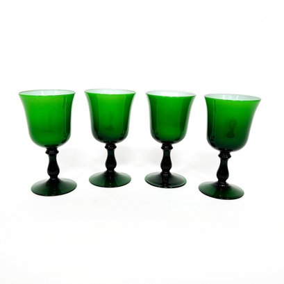 Carlo Moretti Green Cased Glass Goblets - Set Of 4