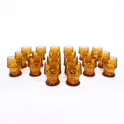 Amber Cut Glass Glasses - Set Of 20