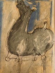 Marino Marini Cavallo Offset Lithograph Blue Horse