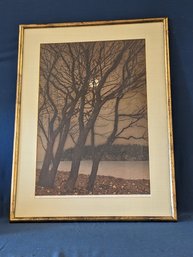 Stunning Ted Colyer 1979 Limited Edition Woodblock Print 'October'