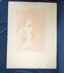 Signed Richard Gangel Crayon Drawing Out Of Chaos / Double Sided