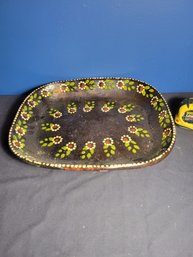 Hand Made Clay Serving Platter.  2' Sides And Hand Painted Berries. - - - - - - - - - - - - - - Loc: FH