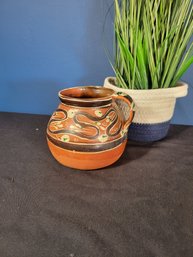 Mexican Clay Pitcher. Hand Painted. - - - - - - -- - - - - - - - - - - - - - - - - - - - - - - - - - - Loc: FH