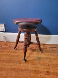 Chase Parke Of Meriden Antique Clawfoot / Glass Ball Piano Stool
