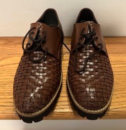 Never Used With Box Sheridan Mia Brown Basketweave Womens Loafers Size 39