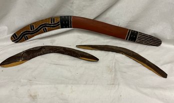 Vintage Australian Aboriginal Hand Painted Boomerangs