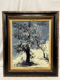 Morris Katz Impasto Oil On Panel Winter Blue Tree