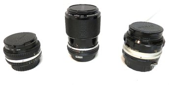 3 Nikon Camera Lenses Series E Nikkor Zoom And SC Auto