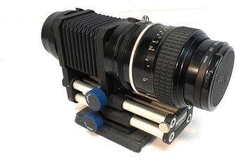 Nikon Adj Attachment Camera Lens With Nikkor 105mm Novoflex Bellows Mount
