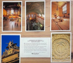 Vtg Grand Central NYC Commemorative Pitney Bowes Stamp Postcard Lot