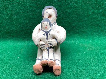 Signed American Indian, Eskimo, Mexican? Mother And Child Clay Figure. Yes Shipping.
