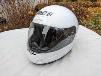White Motor Cycle Helmet By Snell M95 GL12 HJC