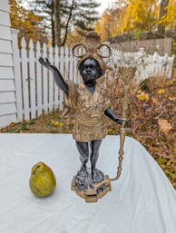 Vintage Blackamoor Cast Bronze Stature Candle Holder 1 Of 2