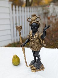 Vintage Blackamoor Cast Bronze Stature Candle Holder 2 Of 2