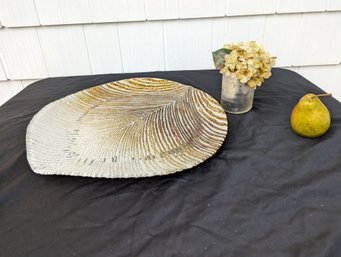 Glass Leaf Tray And Faux Flowers