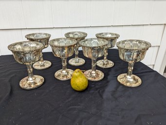 Collection Of Seven Mercury Glass Goblets