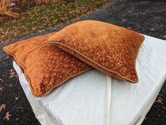 Pair Of Custom Burnt Orange Down Pillows