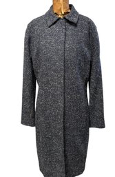 An ANNE KLEIN Navy Blue Tweed Wool Coat - Size S