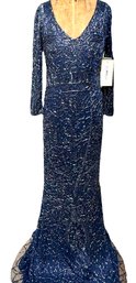 A THEIA COUTURE Beaded Gown With 3/4 Sleeves Original Price $1595. - Size 10
