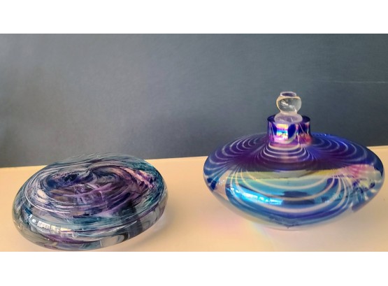 Art Glass Bowl With Stopper And Paperweight?