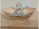 Delicate Antique Porcelain Shell Colored Basket W/ Scalloped Gilt Edges And White Flowers French?