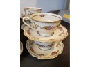 Set Of Twelve Floral Shlaggenwald Teacups And Saucers, Made In Czechoslovachia