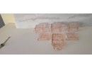 Four Vintage Pink Depression Glass Caddies And Two Lids