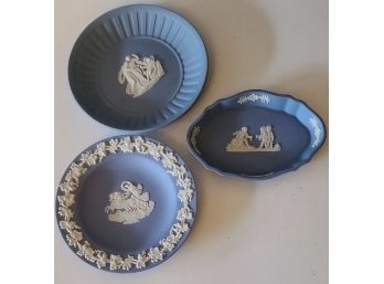 Trio Of Powder Blue Wedgewood Plates