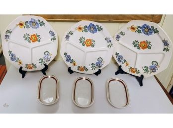 Group Of Vintage Tableware, Syracuse China Plates And Madison Floral Sectioned  Plates