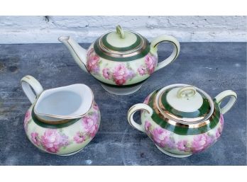 Trio Of Handpainted Vintage China From Germany  Tea Pot, Sugar And Creamer