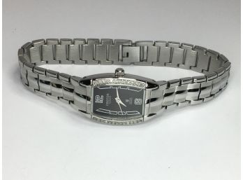 Fabulous Brand New $695 Ladies CROTON Black Face With Genuine Diamond Case Watch - Amazing Gift Idea !