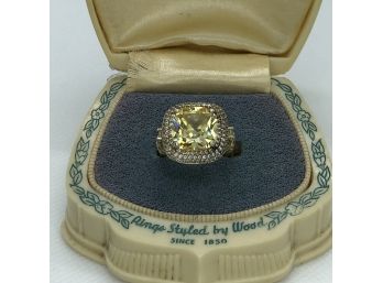 Incredible 925 / Sterling Silver With 14K Gold Overlay With White And Yellow Topaz SUPER EXPENSIVE Look !